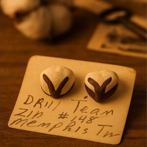 🐚 Vintage Ceramic Cotton Puff Stud Earrings - Drill Team Zia Temple No. 148 TN